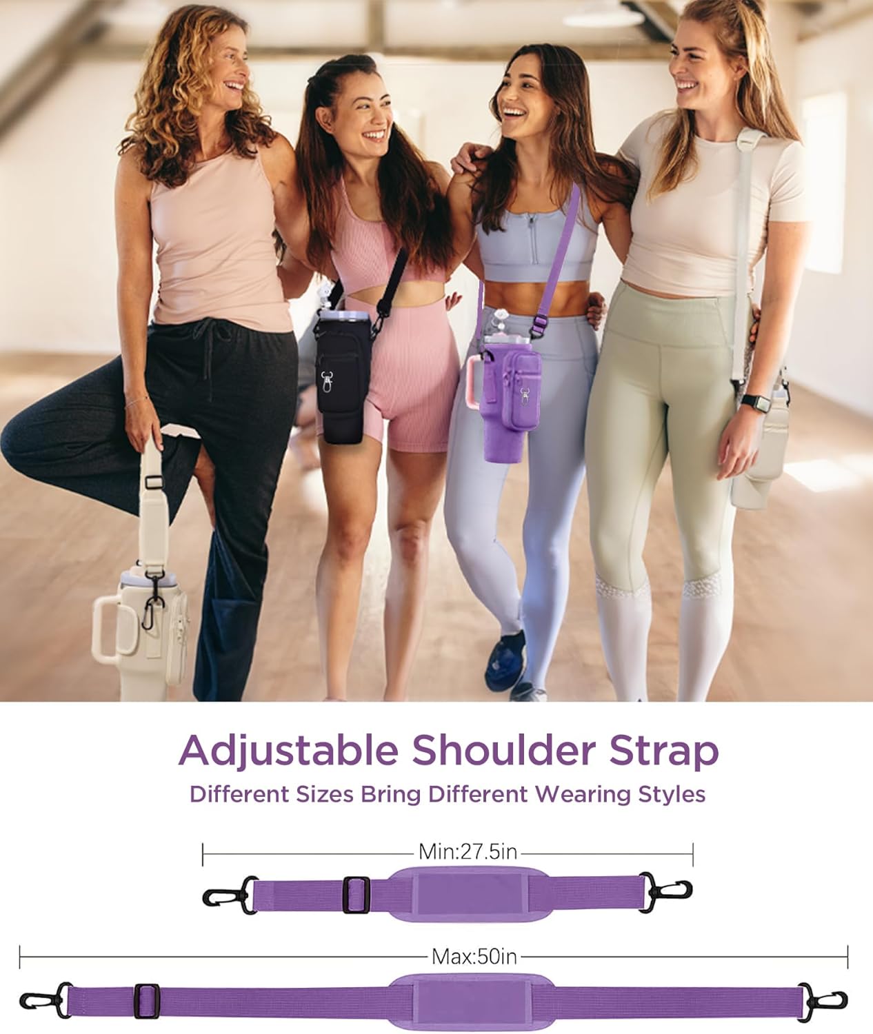 dabria Water Bottle Carrier Bag with Phone Pocket for Stanley 40/30 oz Tumbler Neoprene Water Bottle Holder Pouch with Adjustable Strap Bollus with Straw Cover for Stanley Cup Accessories - Image 5