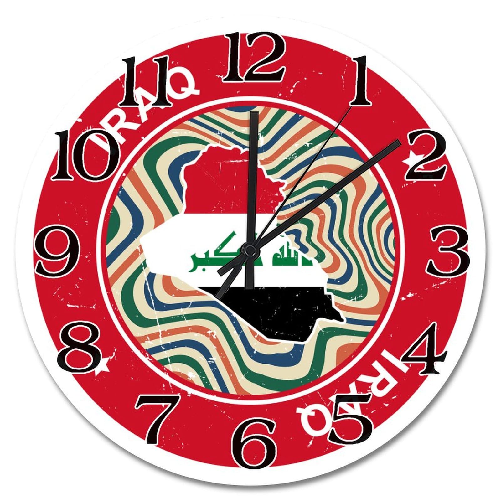 Horloge murale de ferme Irak ronde vintage souvenir de ville montre suspendue à piles