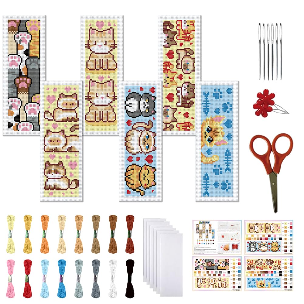 FREEBLOSS Cross Stitch Bookmark Kit - Beginner Embroidery -8