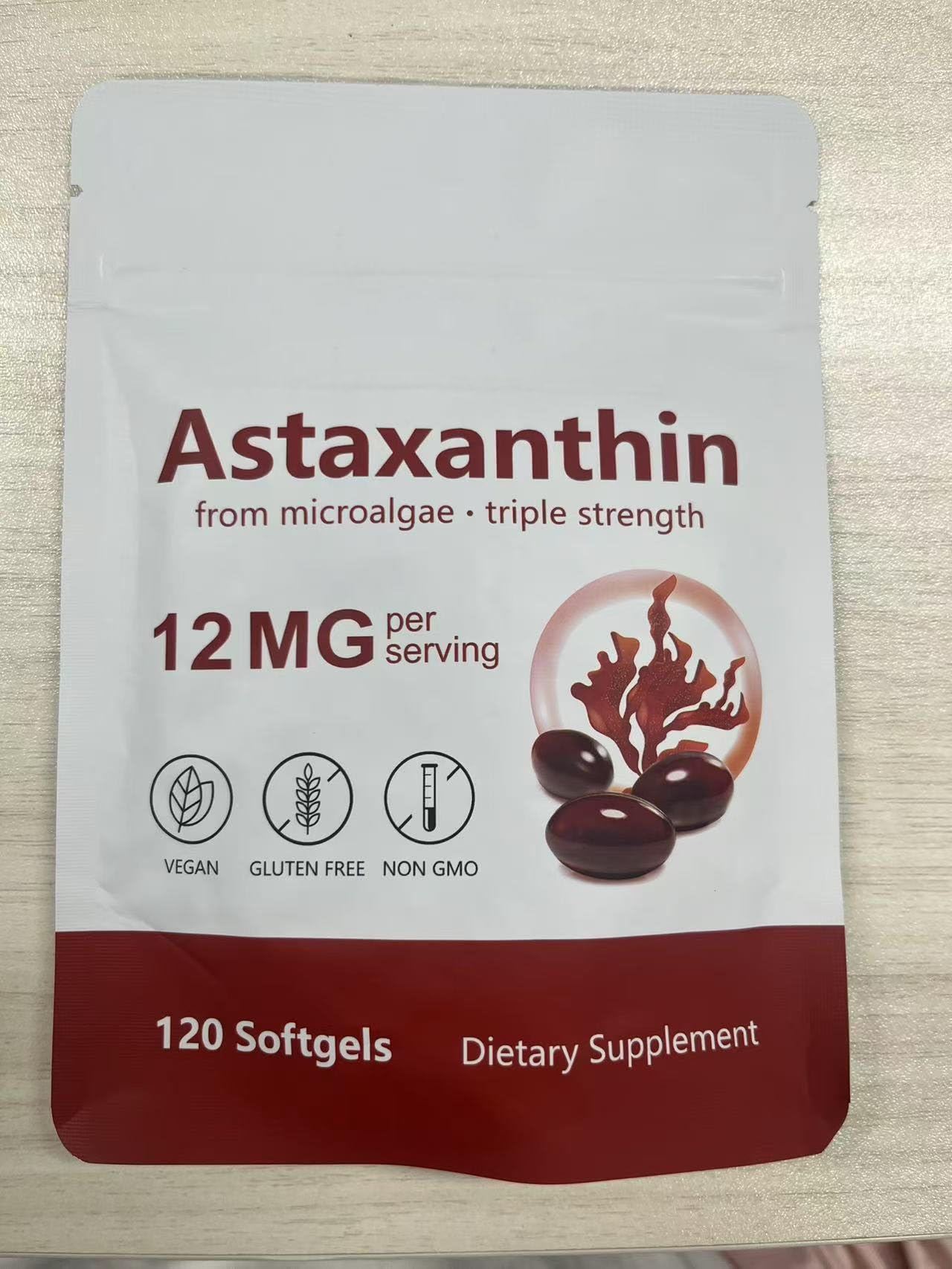 Nahrungsergänzungsmittel mit Astaxanthin 12 mg - 120 Weichkapseln, aus frischen Mikroalgen | Unterstützt Augen-, Gelenk- und Herz-Kreislauf-Gesundheit, Hautgesundheit & natürliche Bräunung