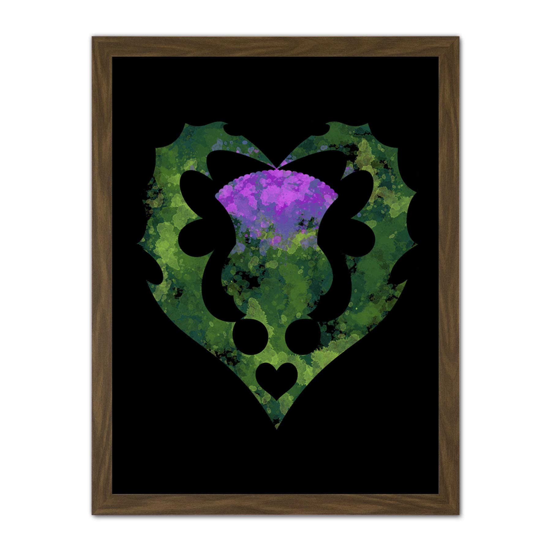 Wee Blue Coo Thistle Scottish Flower Heart Artwork Framed Wall Art Print 18X24 Inch