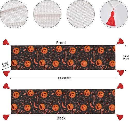 Vista 32 de Christmas Table Runner 60 Inches Long Fall Table Runner for Dining Table Christmas Decorations Coffe Table Runner with Tassels Kitchen & Table