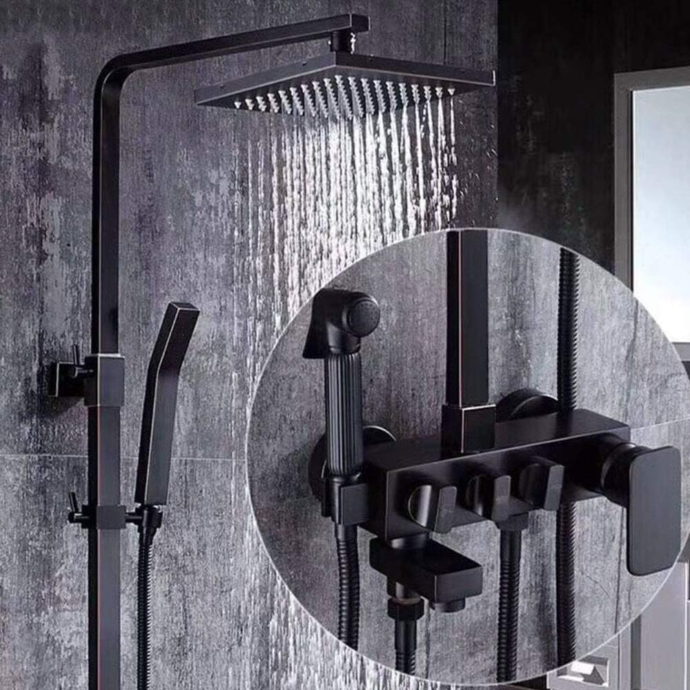 Ornaments Copper Black Ancient Set Booster Lift Head European Mixed Water Shower Faucet Beautiful Practical Sculpture