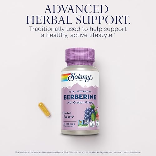 Miniatura 3 de SOLARAY Berberina 250mg - Suplemento de berberina para un estilo de vida saludable y activo - con berberina HCl de Indian Barberry Plus Oregon Grape