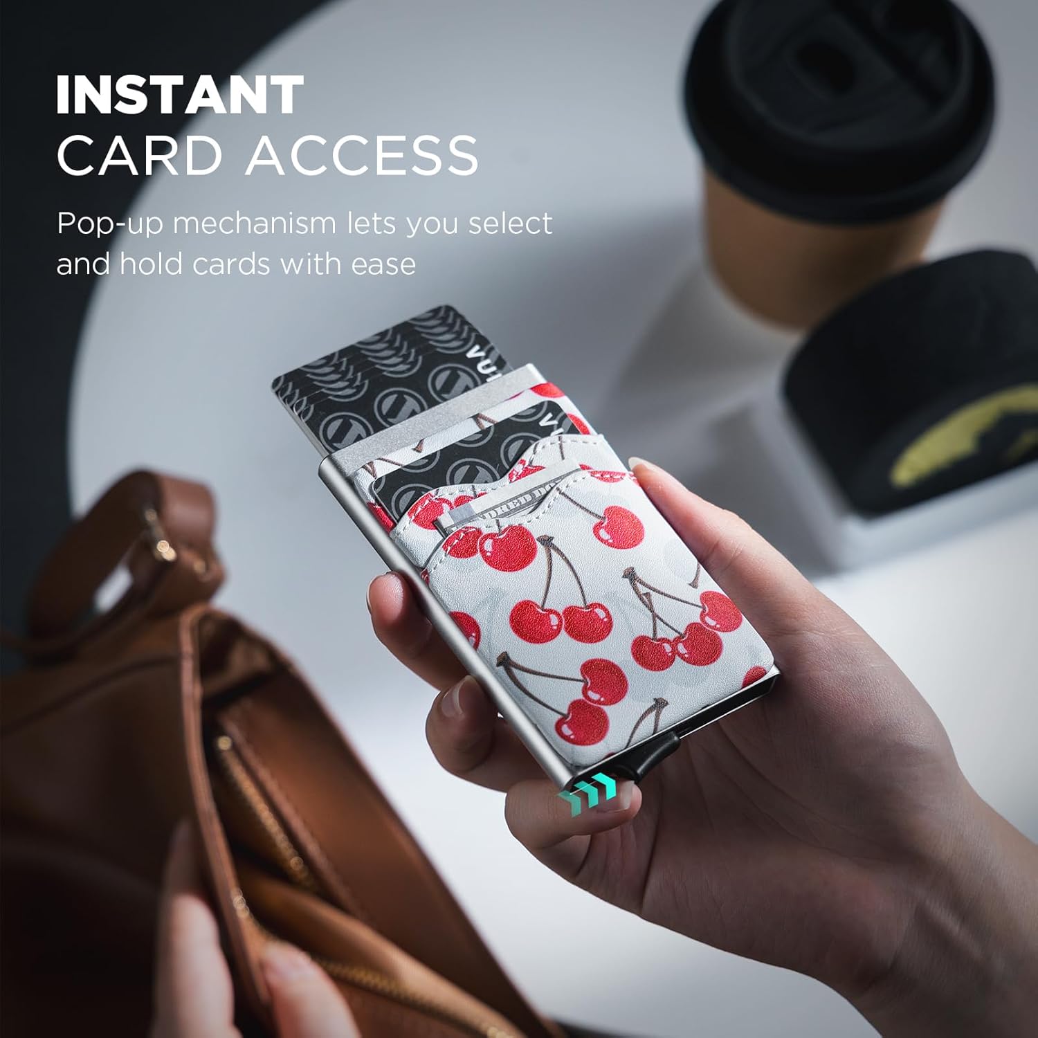 VULKIT Card Holder Pop Up Slim Wallet With Extra Leather Pocket Slots RFID Blocking Credit Card Case for Men and Women - Image 3