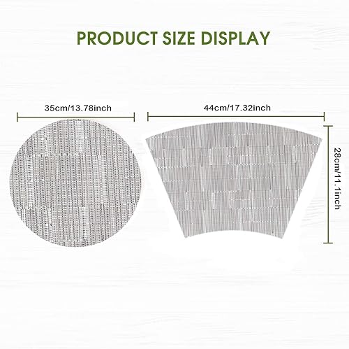 Miniatura 2 de LYPER Juego de 5 manteles individuales de mesa redonda, manteles individuales decorativos de cuña con centro de mesa de vinilo tejido, resistentes