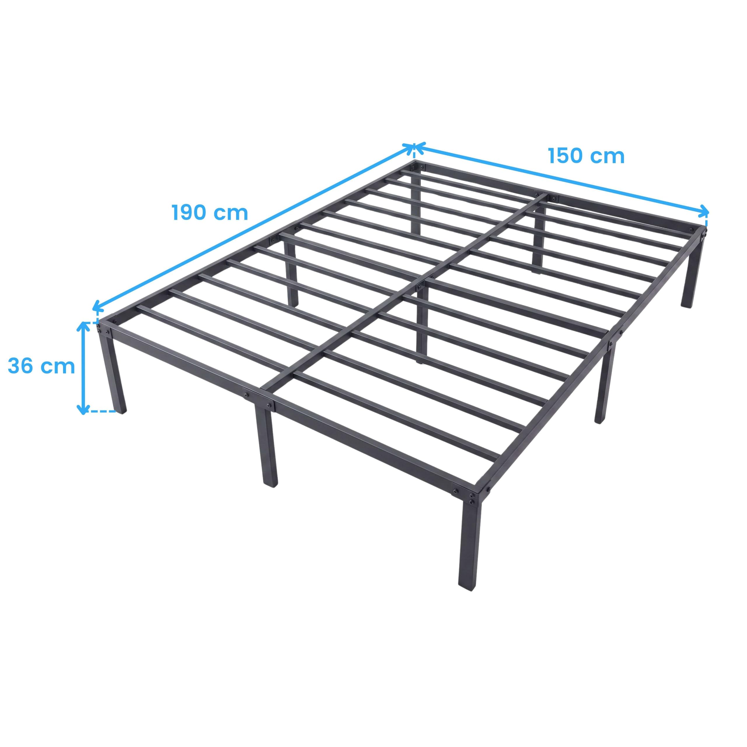 Miroytengo Somier 150x190 cm Desmontable, Altura 36 cm, Cama Matrimonio Lary, Base Cama Metal Negro