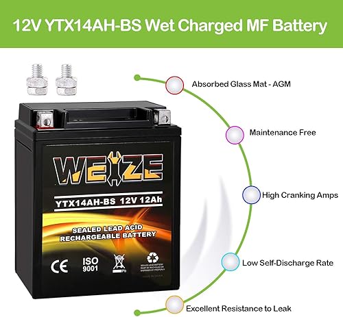Miniatura 76 de Weize YTZ10S-BS - Batería de motocicleta AGM sellada de alto rendimiento, sin mantenimiento, compatible con Yamaha Honda