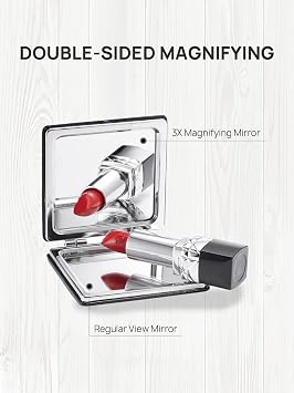 OMIRO Compact Mirror with 1x/3x Magnification, Square with PU Leather, Small Mirror for Purses, Daily Makeup (Mandala Red)