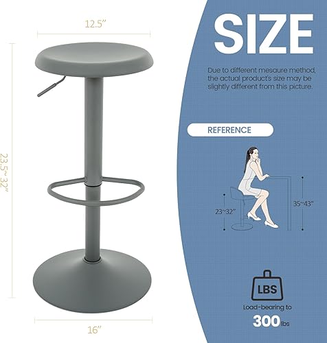 Miniatura 21 de Brage Living Taburete de bar ajustable, taburete de bar giratorio redondo de metal con elevador de aire, silla de bar de altura de mostrador sin