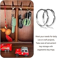 Vista 2 de Llavero/llavero, paquete de 50 llaveros redondos de metal plateado de 1 pulgada para el hogar, automóvil, al aire libre, artes, cordones