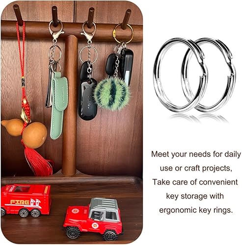 Miniatura 2 de Llaverollavero, paquete de 50 llaveros redondos de metal plateado de 1 pulgada para el hogar, automóvil, al aire libre, artes, cordones,