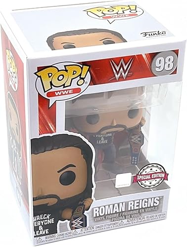 Miniatura 4 de Funko POP WWE: Roman Reigns with Title, Wreck Everyone and Leave, Figura de vinilo exclusiva de Amazon, multicolor, (57309)
