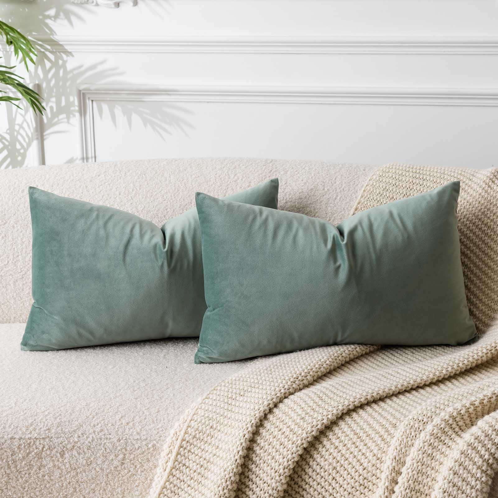 16x24 Pillow Covers Set of 2 Decorative Velvet Throw Pillow Covers,Sage