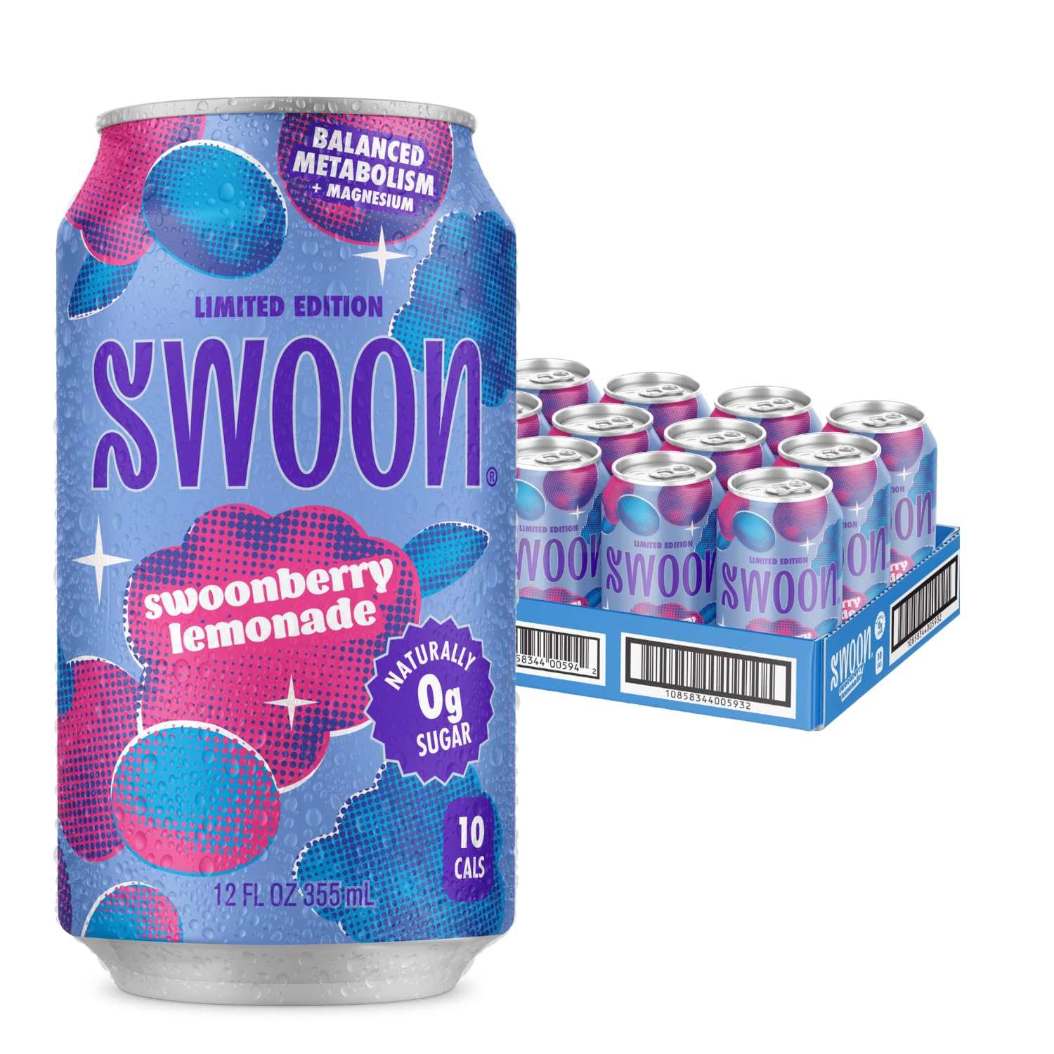 Swoon Swoonberry Lemonade – Zero Sugar Lemonade Drink with Magnesium, Sugar Free Berry Flavor, Low Calorie Beverage, Healthy Soda Alternative, Sugar Free, Keto, Gluten Free, Kosher, 12 fl oz (12 Pack)