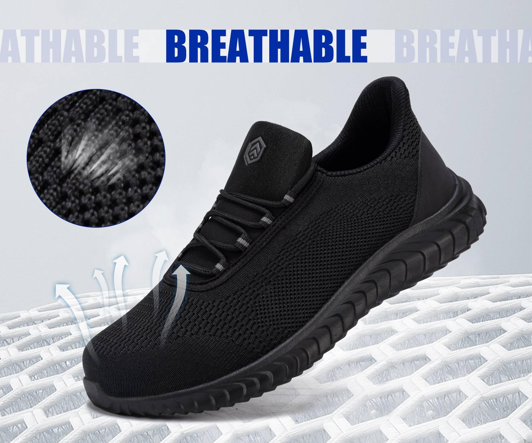 LARNMERN Arbeitsschuhe Sicherheitsschuhe Herren Leicht Slip On Stahlkappenschuhe Sneaker