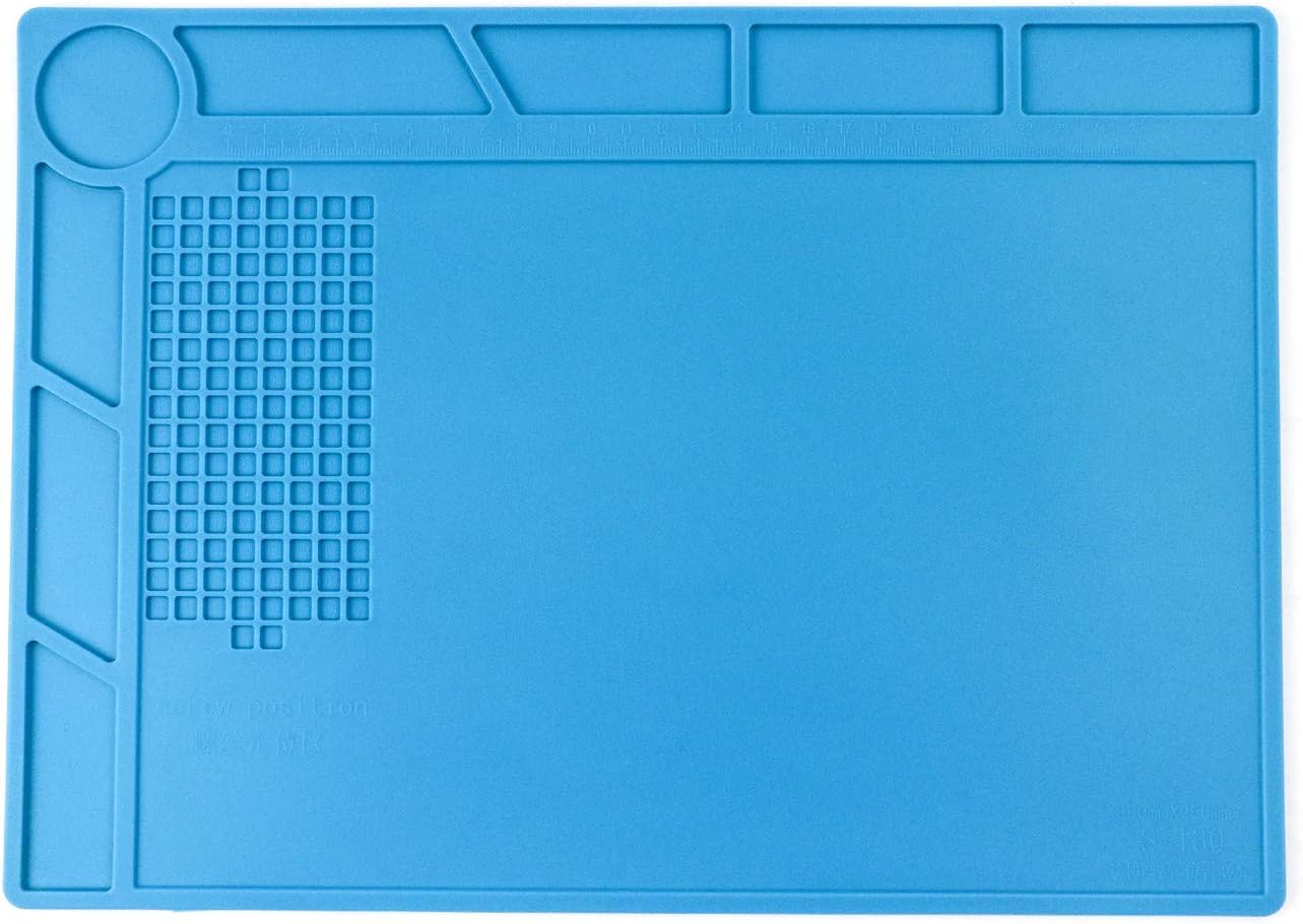 QWORK Heat Resistant 932°F Silicone Soldering Mat Insulation Repair Mat for Repair Electronics, Cell Phone, Computer - - 