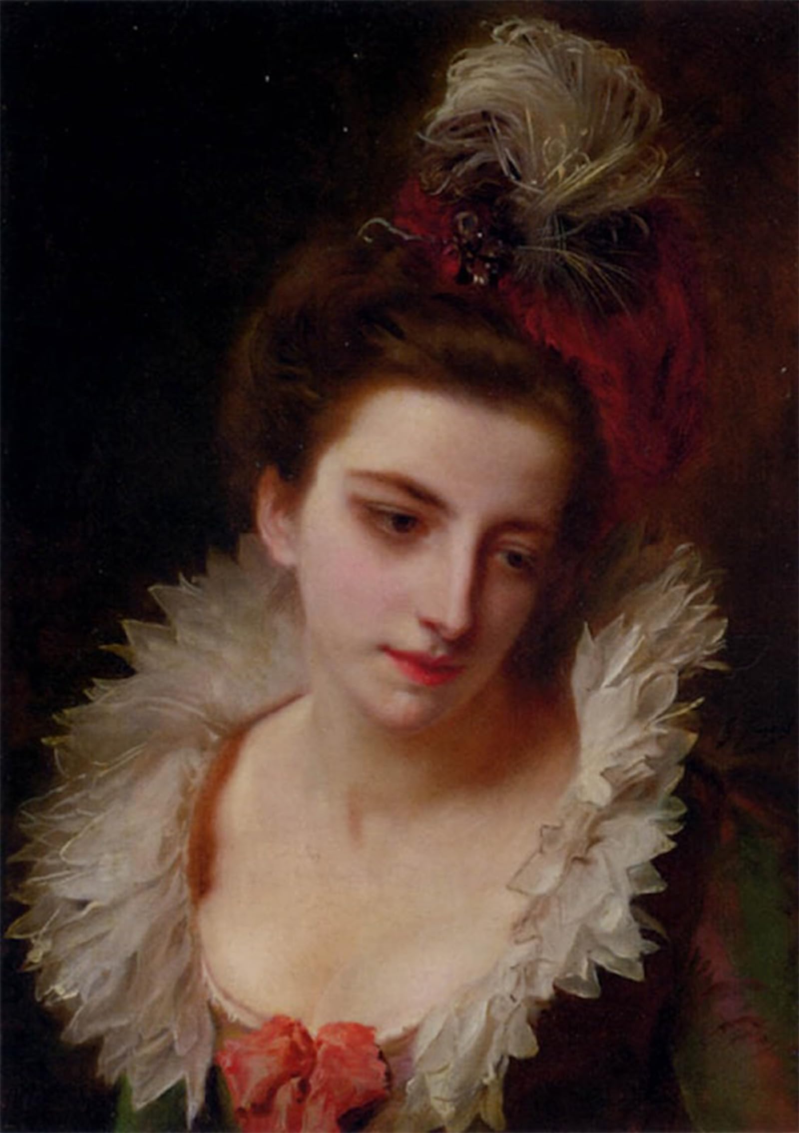 POSTERIIk Famous Modern Artwork Art Mural Portrait of A Lady With A Feathered Hat Gustave Jean Jacquet Oil Paintings Pictures for Home Decor 60x90cm