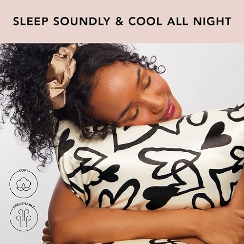 Vista 169 de Kitsch - Funda de almohada de satén con cremallera de tamaño queen/estándar, para el cabello y la piel, funda refrescante más suave que la seda