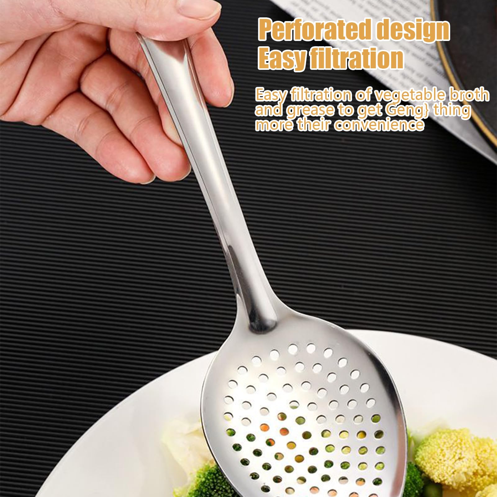 Puentes De Ranuras Para Cocinar - Cuchara Perforada De Acero Inoxidable, Escarabajo Resistente Al Calor | Cuchara De Asistencia De Cocina, Cuchara De Freír, Cucharón De Sopa De Servidor De Pasta, Uste