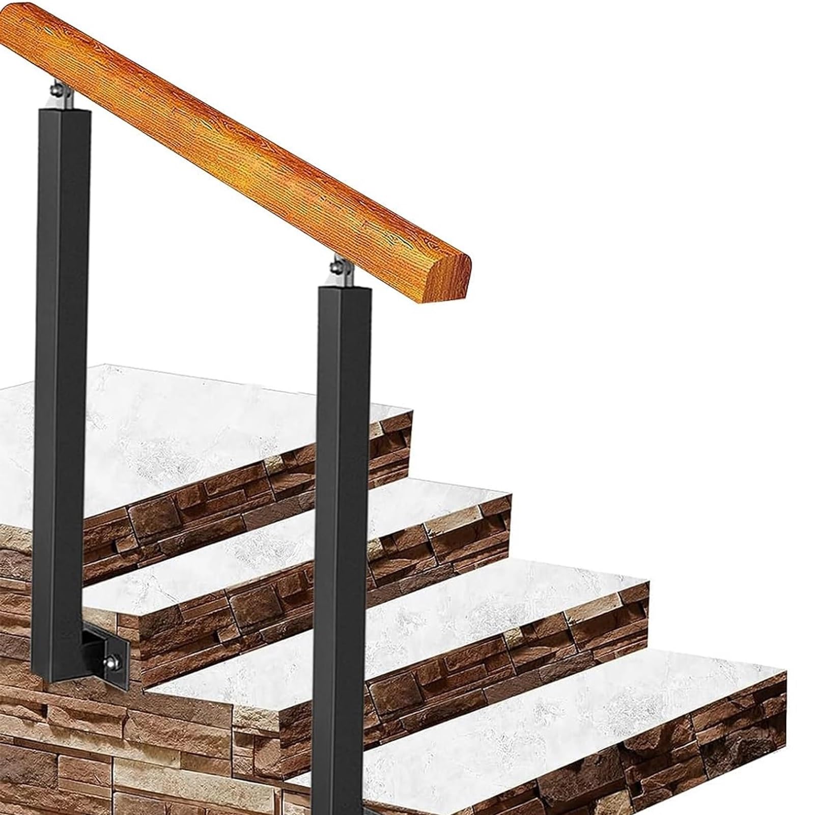 Rampe de transition pour escaliers en béton ou bois avec main courante ergonomique robuste