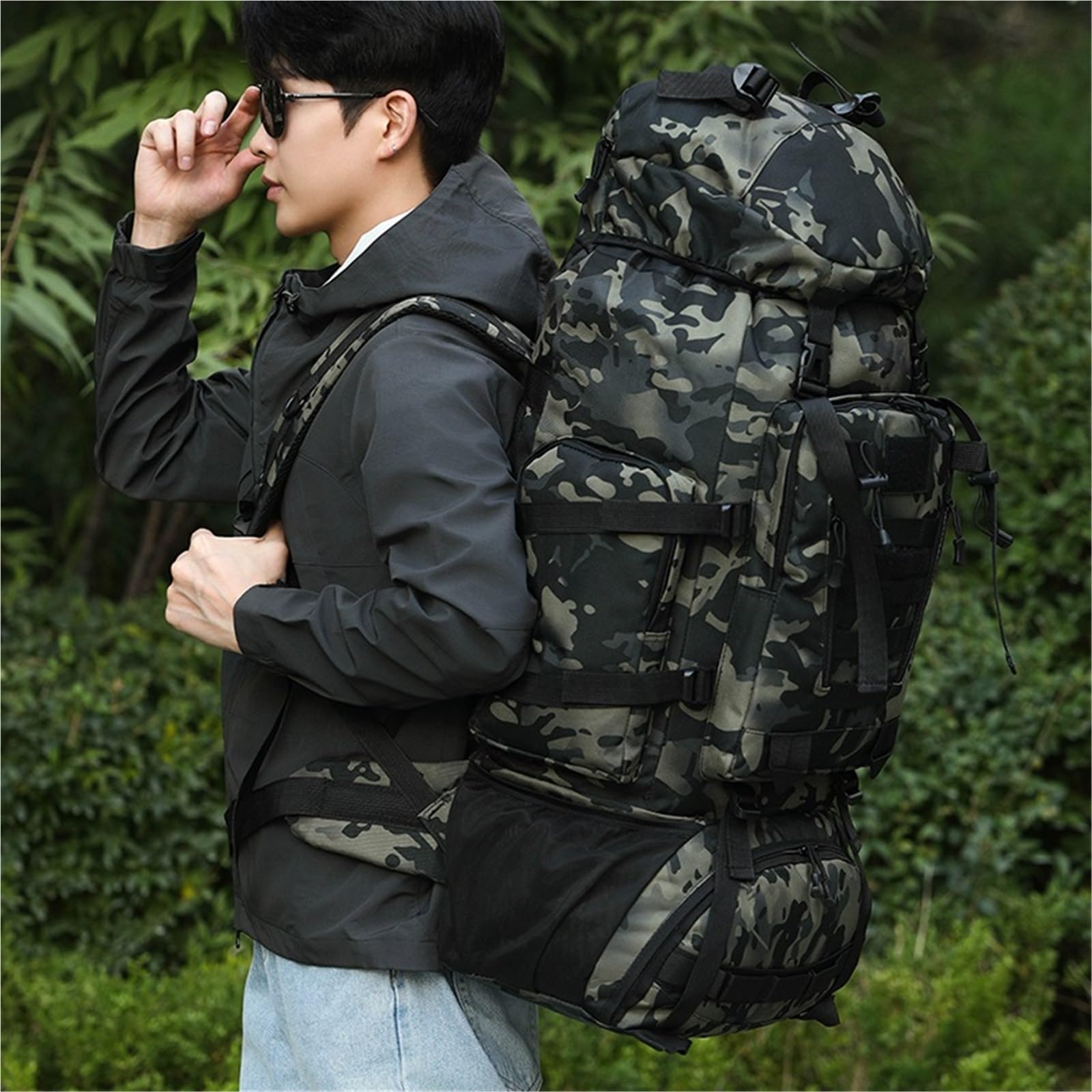 80L torba alpinistyczna Climb plecaki taktyczne duży plecak na zewnątrz piesze wycieczki torby podróżne kempingowe(Jungle camouflage)