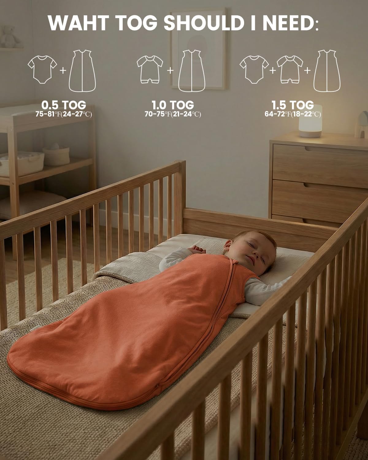 JiAmy Baby Sleep Sack Wearable Blanket, Cotton Baby Sleeping Bag with J-Shaped 2-Way Zipper for Infant Toddler, 0-24 Months