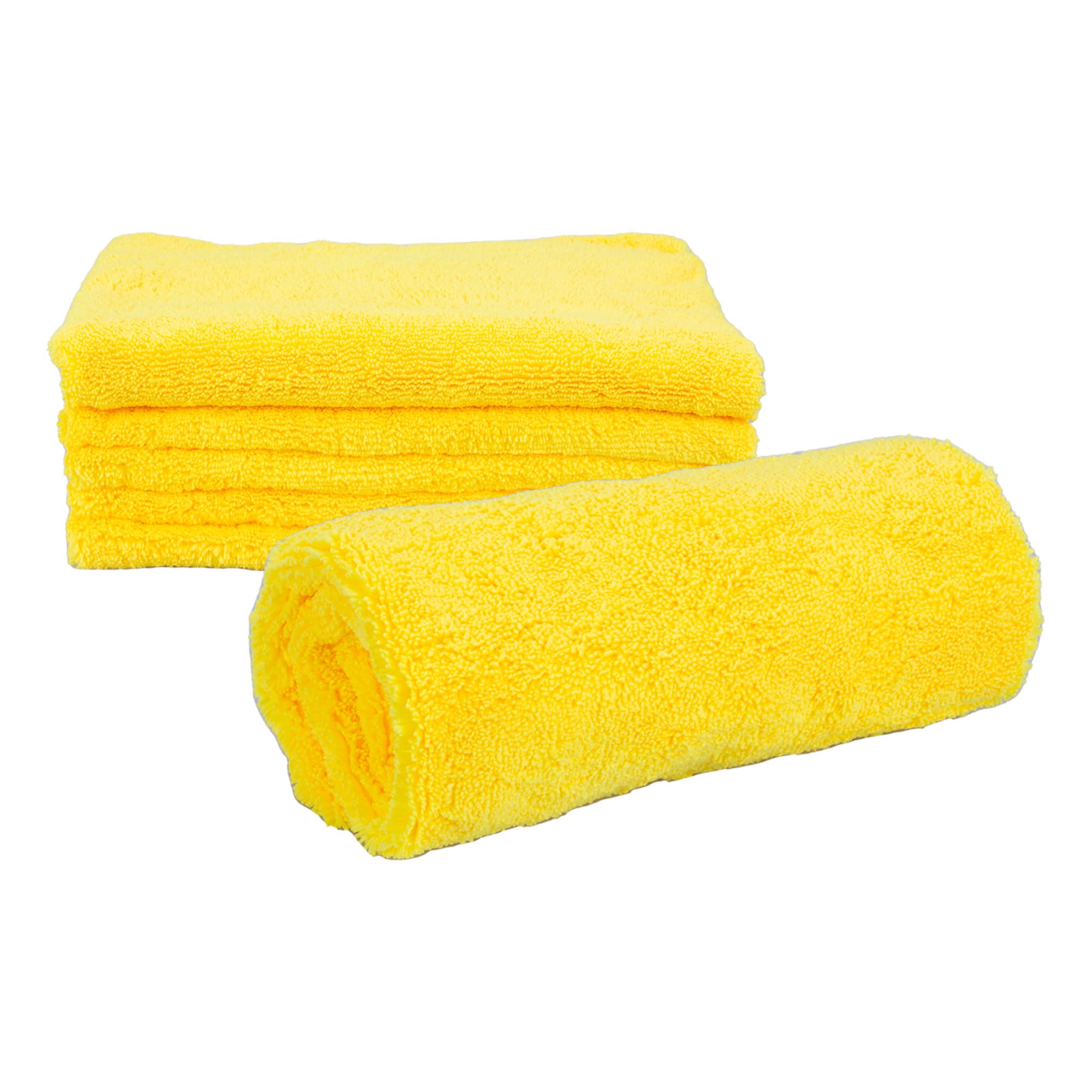Serviettes microfibre anti-rayures Maxshine sans bords 380 g/m² jaune - 8
