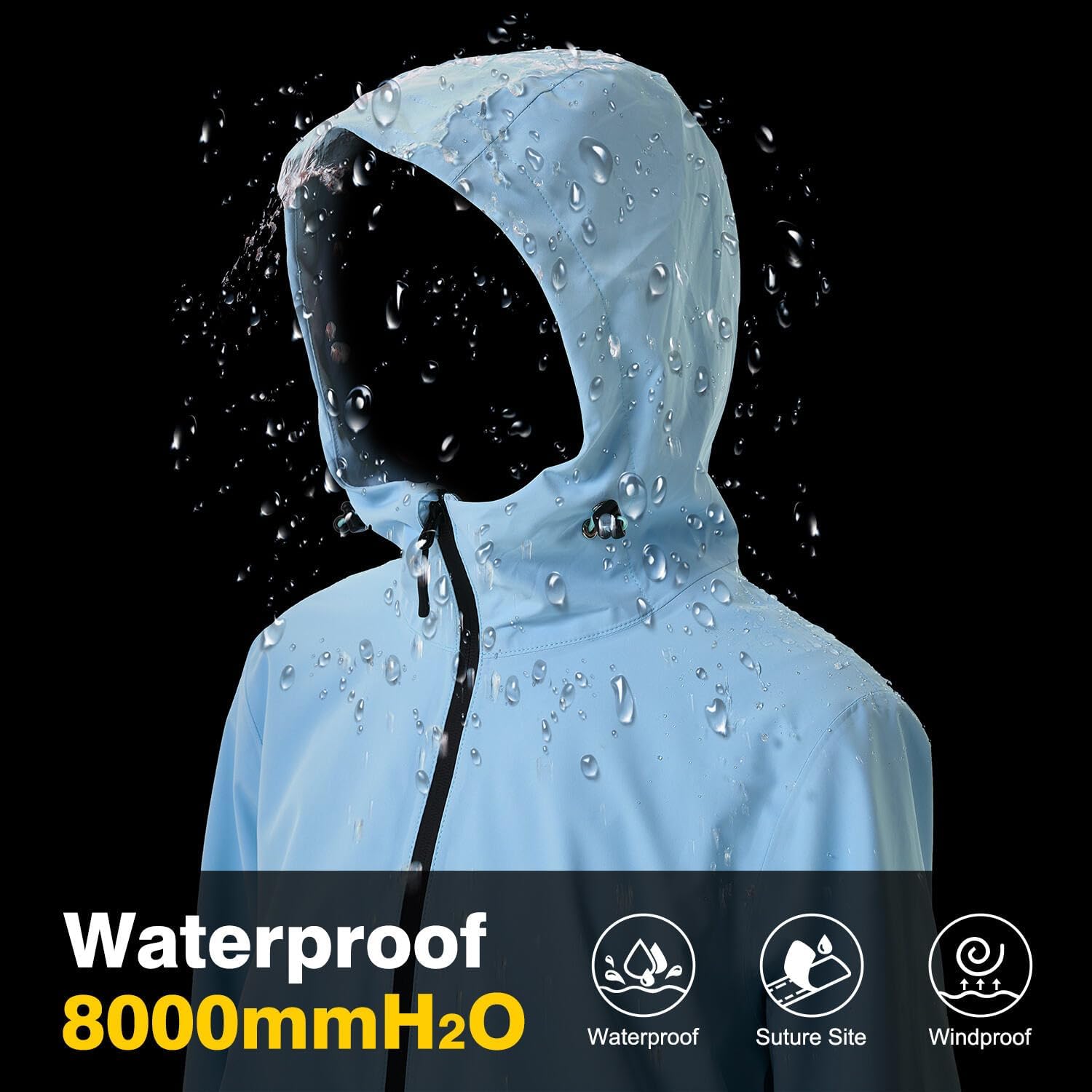 Rain Jacket Women Waterproof Lightweight Rain Coats for Women Raincoats With Hood for Cycling Hiking Climbing - Image 3