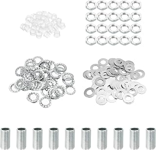 PATIKIL M10 Thread 0.79" Lamp Pipe Kit with Lock Nuts Washers, Fasteners Assortment Hardware for Chandelier Ceiling Light DIY, Zinc Plating