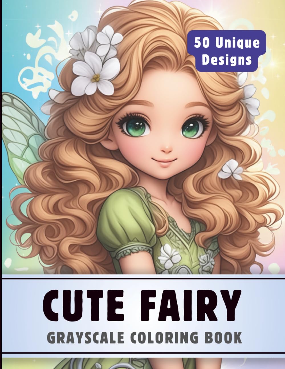 Cute Fairy Coloring Book: Grayscale Coloring Book for Adults with 50 High-Quality and Unique Illustrations for Relaxation and Stress Relief. (Premium Grayscale Coloring Books for Adults)