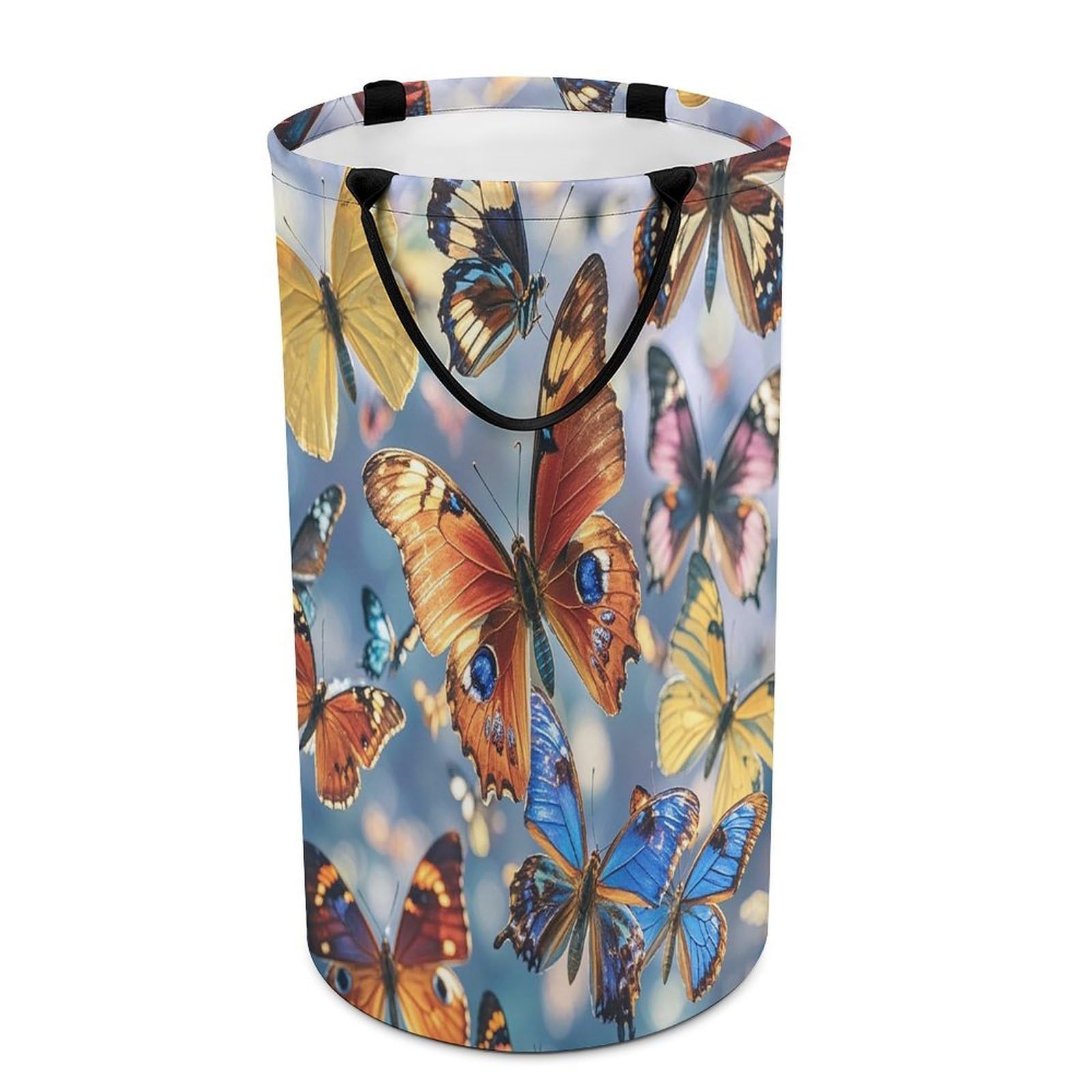 Monarch Butterflies Laundry Basket Large Foldable Laundry Hamper with Handles Freestanding Collapsible Clothes Basket Waterproof Portable Dirty Clothes Hamper for Bathroom 86L