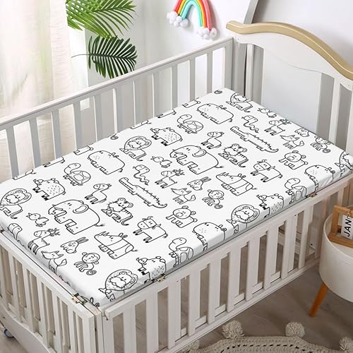 Miniatura 2 de Sábana bajera ajustable para cuna con temática de guardería, sábana bajera estándar para cuna, suave y transpirable, sábanas para cuna de bebé para