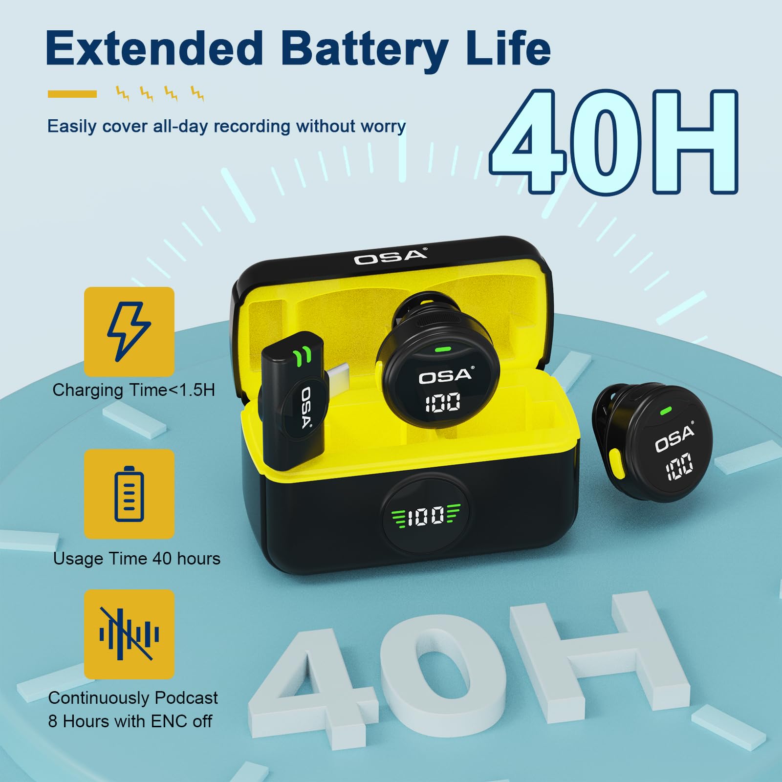 Micro Cravate Sans Fil USB-C OSA – Pour IPhone 15, Android, PC – Enregistrement Vidéo, Vlog, TikTok, YouTube, 6h Autonomie
