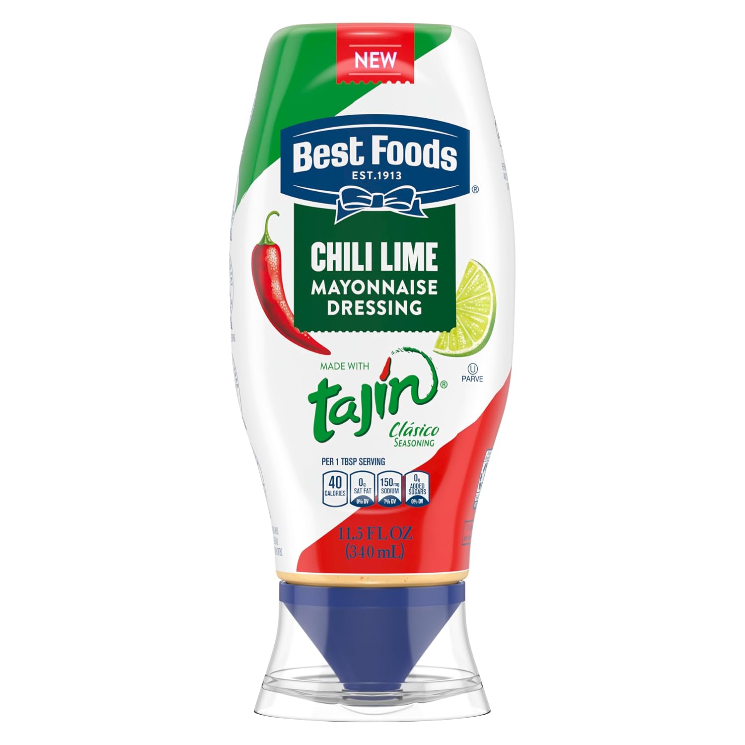 Best Foods Mayonnaise Dressing 8 Count Chili Lime for Grilled Corn, Tacos, Grain Bowls & More, with Tajín Clásico Seasoning, Real Ingredients & No Artificial Flavors, 11.5 oz