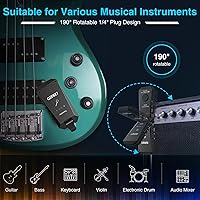 Vista 4 de LEKATO Sistema de guitarra inalámbrica de 5.8G actualizado, receptor transmisor recargable, vida de batería súper larga de 8 horas, sistema