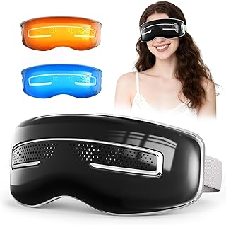 Eye Massager with Heat and Cooling, Integrated Smart Sleep Mask with Nose Rest and Soft Silicone Massage Head, 4 Massage Modes for Migraines, Dry Eye, Dark Circles,Bluetooth Music, Gift for Men Women Global Recycled Standard Global Recycled Standard Global Recycled Standard