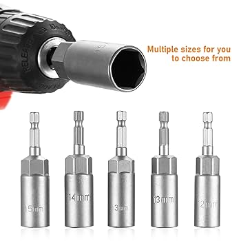 Set 9 Pezzi Bussole Esagonali 1/4'' Per Avvitatore - Da 5 A 13 Mm, Acciaio Vanadio CR-V - Foto 11