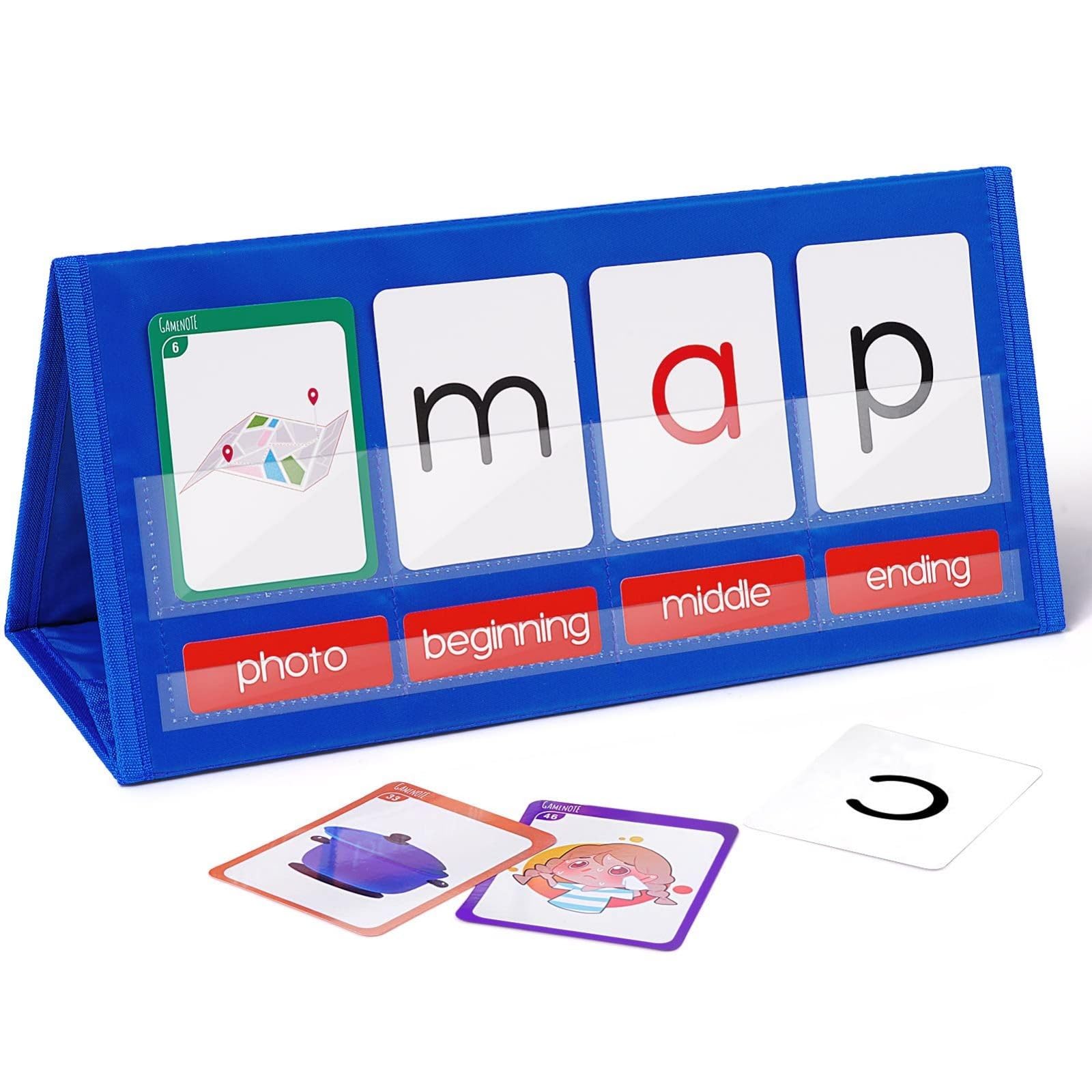 Generic Fund Education Shirt Pocket Chart Tent Flash Card Kit Word Phonics Game Mixing Board For Kindergarten Reading And Spelling Sweet Corn Early (Blue, 38x18x3)