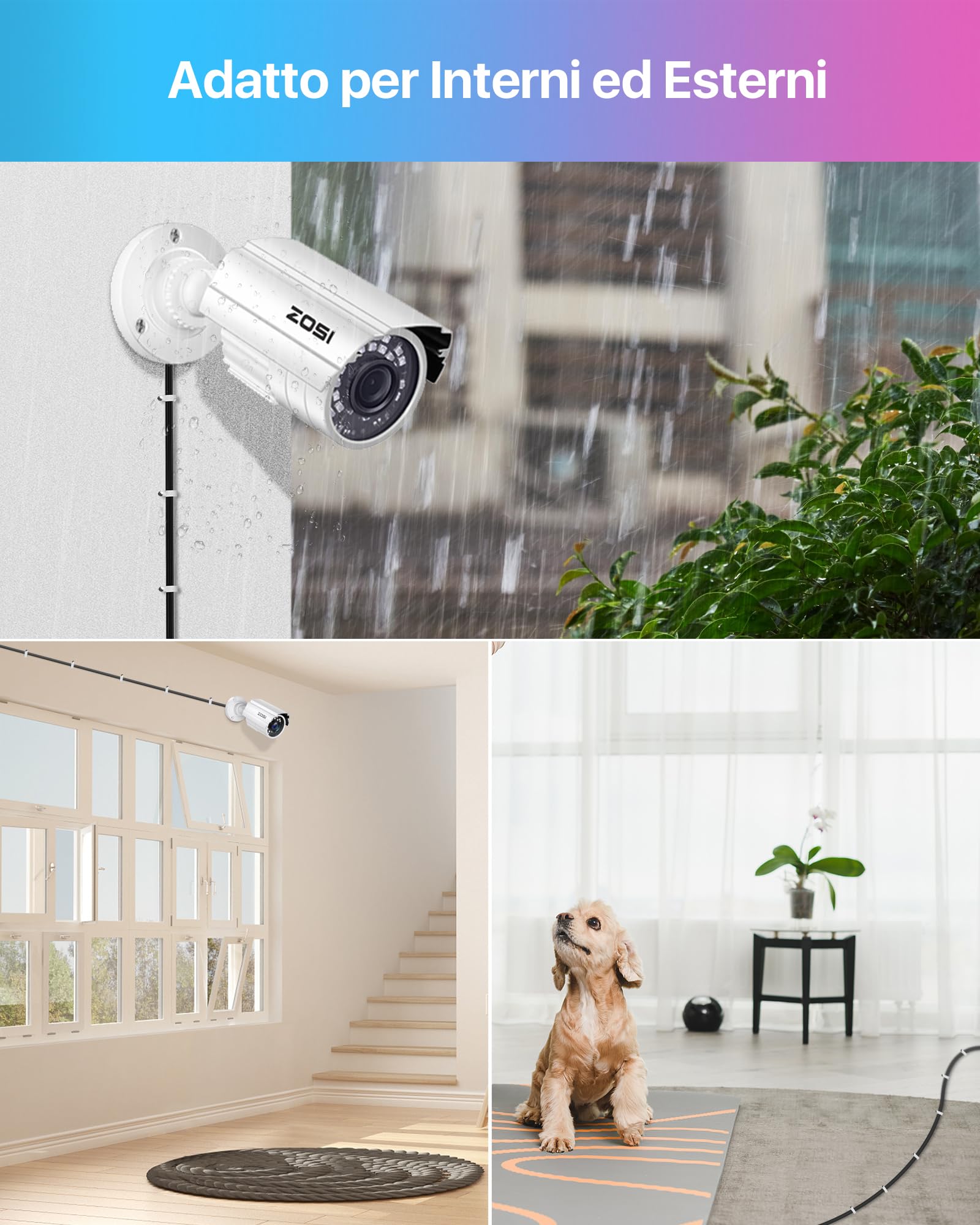 ZOSI Cavo di Alimemtazione da 30 metri, Cavo Video 2-in-1, 2 Cavi di Estensione BNC Per Telecamera di Sorveglianza e per Sistemi di Videosorveglianza (Inclusi Connettori BNC e Adattatori RCA)