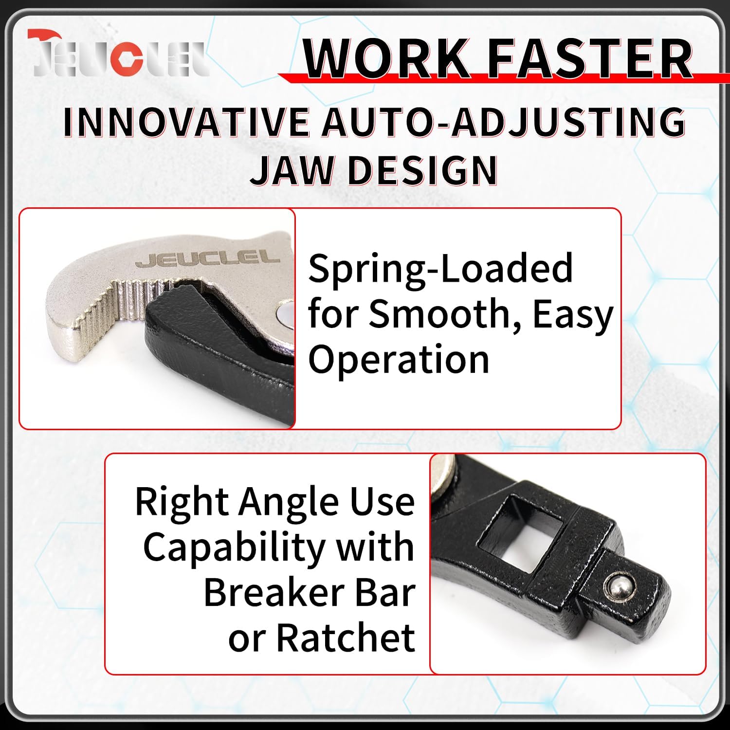 3PCS Auto Adjusting Crowfoot Wrench Set, 1/4", 3/8", 1/2" Drives, Covers 5–32mm, Male & Female Square Drives, Multi-Size Spring Wrench Work With Ratchet, Breaker Bar, Extension Bar