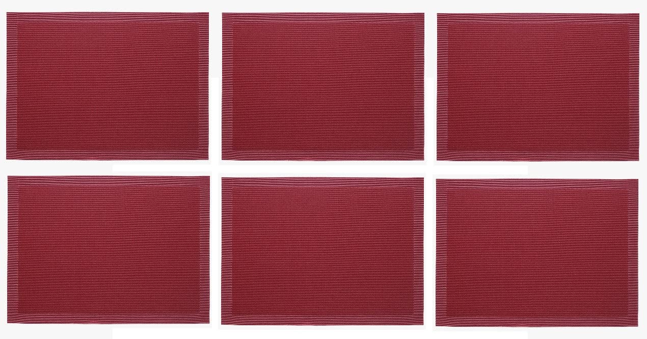 Sets de table en PVC Takao imperméables bordeaux 33x46 cm faciles à nettoyer avec texture moderne