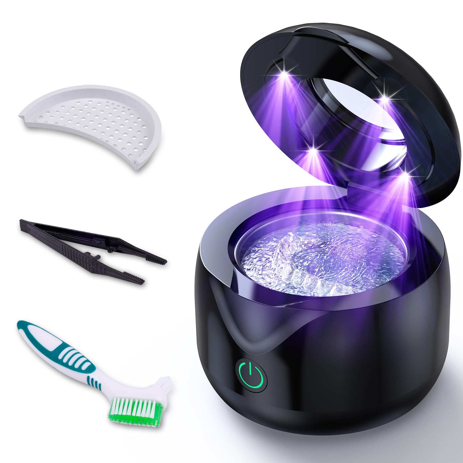 ITSHINY Pulitore Ultrasuoni, 45000Hz Pulitore Ultrasuoni Apparecchio Denti, 200ml Lampada UV Pulitore Ultrasuoni Per Protesi, Allineatori, Apparecchi Ortodontici, Testine Di Spazzolini, Gioielli