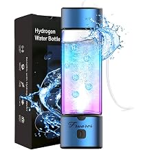 Hydrogen Water Bottle Generator - 2026 Hydrogen Water Machine - 6000 PPB SPE/PEM Tech Glass Hydrohealth Water Bottle for Kidney Health Hydrogen Bottle Gift for Family & Friends Button/Blue