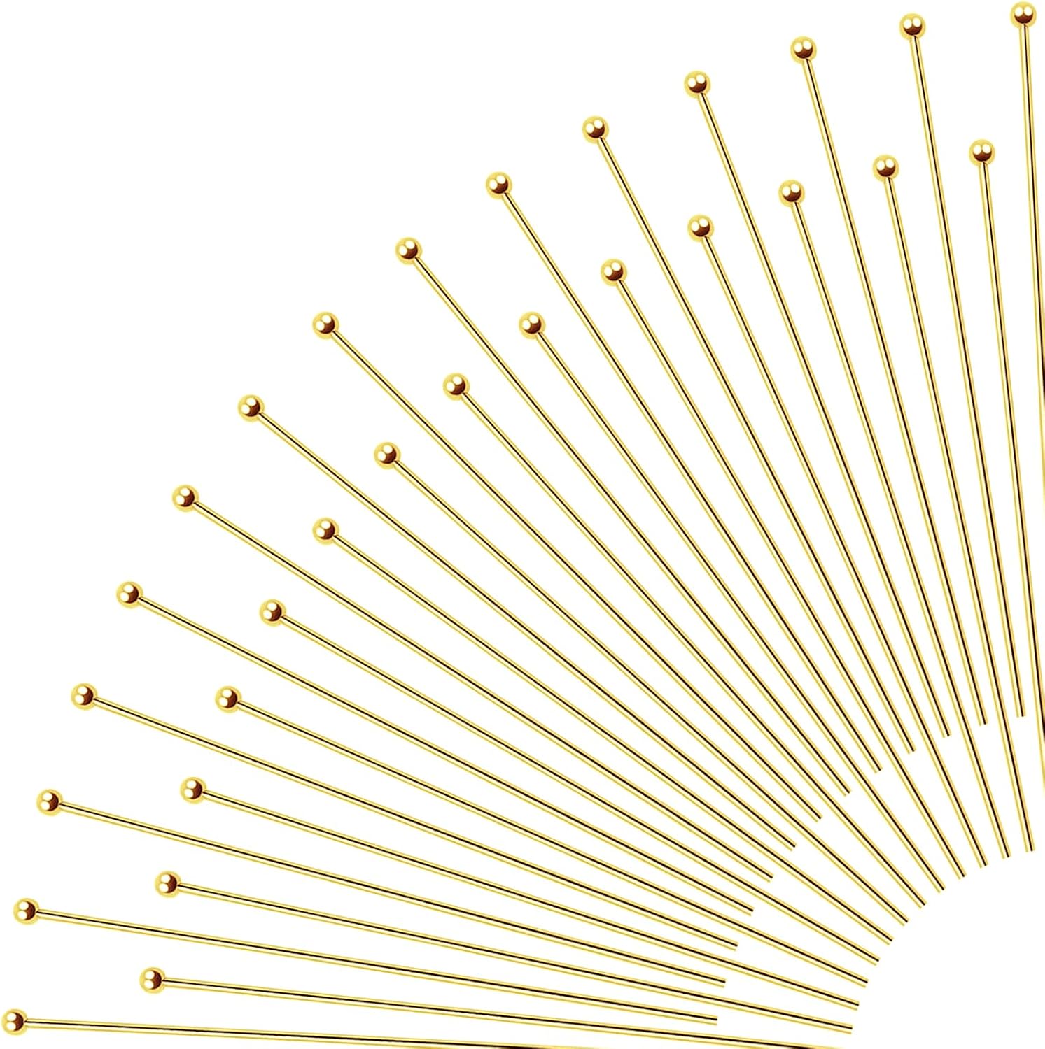 TOAOB 200pcs Stainless Steel Head Pins Set for Jewelry Making Long 60mm Gold Ball Head Pins Jewelry Findings for DIY Crafts