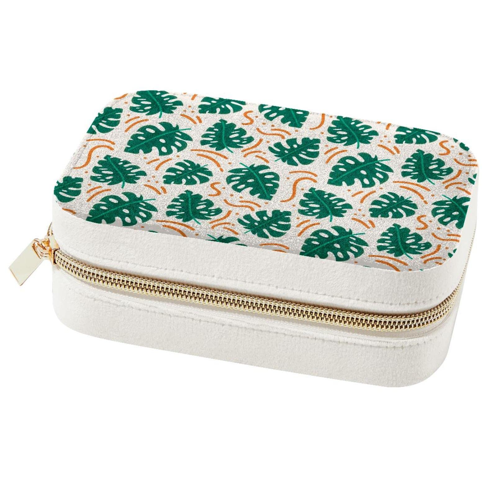 Boîte à bijoux de voyage Monstera portable pour boucles d'oreilles fille