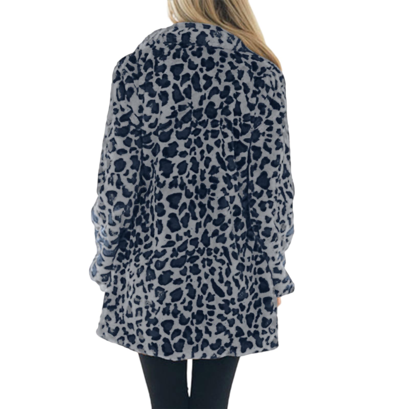 Winterjacke Damen Lang Wintermantel Leopard Mantel Warm Jacke Winter