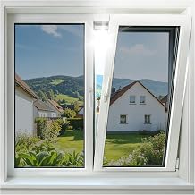 Rabbitgoo Sun Protection Film Heat Protection Film Mirror Foil Silver 44.5 x 200 cm | Statisch Haftend ohne Kleber, UV Schutz Hitzeschutz Sonnenschutz Wärmeschutz, Sichtschutz Einseitig Blickdicht Innen & Außen