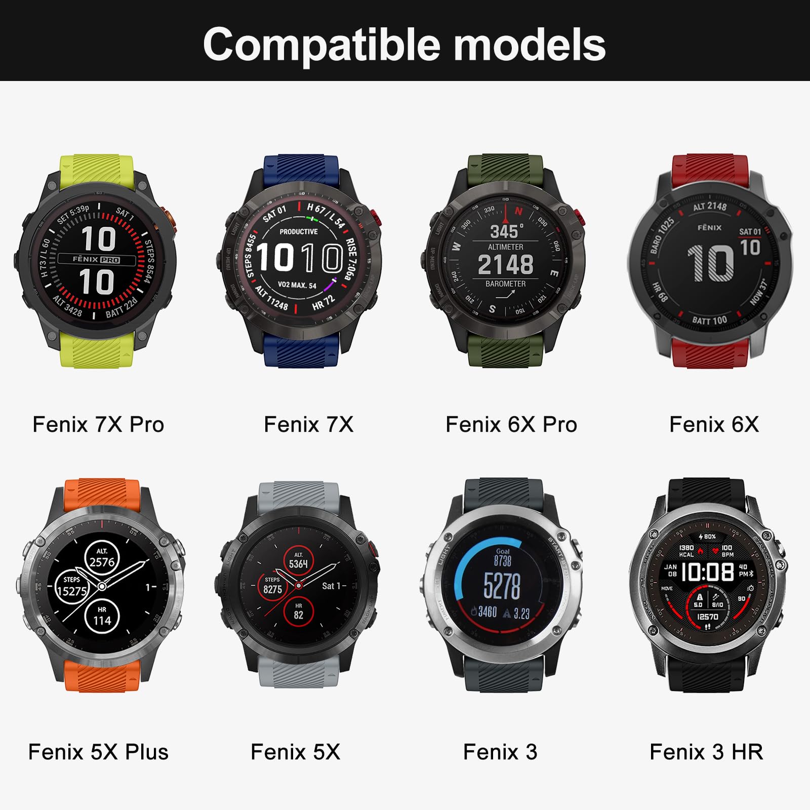 Cinturino QuickFit 26mm In Silicone Per Garmin Fenix 7X/6X/5X/Fenix 3 E Modelli 51mm – Ricambio Morbido E Impermeabile