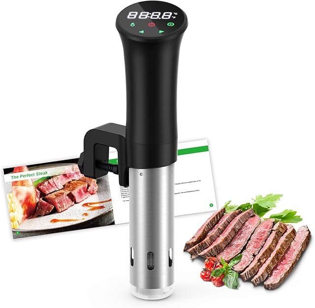 Sous Vide Machine, Sous Vide Cooker, Immersion Circulator Sous Vide, Precision Cooker Accurate Temperature and Time Control, Sous Vide Cookbook Included